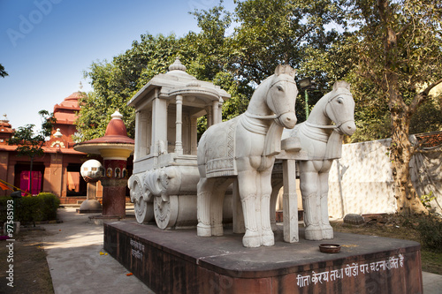 Sculptures and constructions in the temple territory Laxmi Narayan.. photo