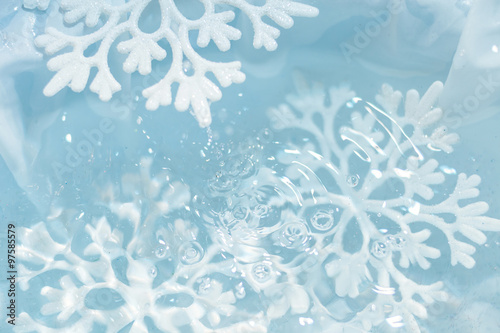 snow melts in water drops ice macro background