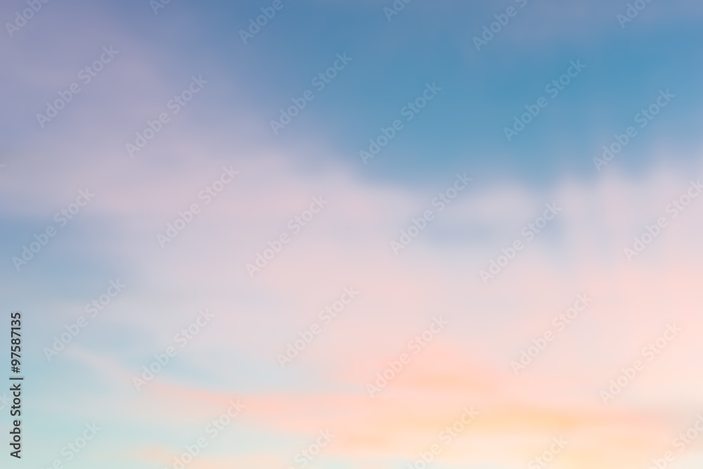 Blur Sky gradient from blue to orange sunset.