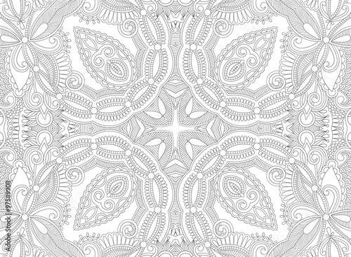 unique coloring book page for adults - flower paisley design