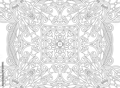 unique coloring book page for adults - flower paisley design