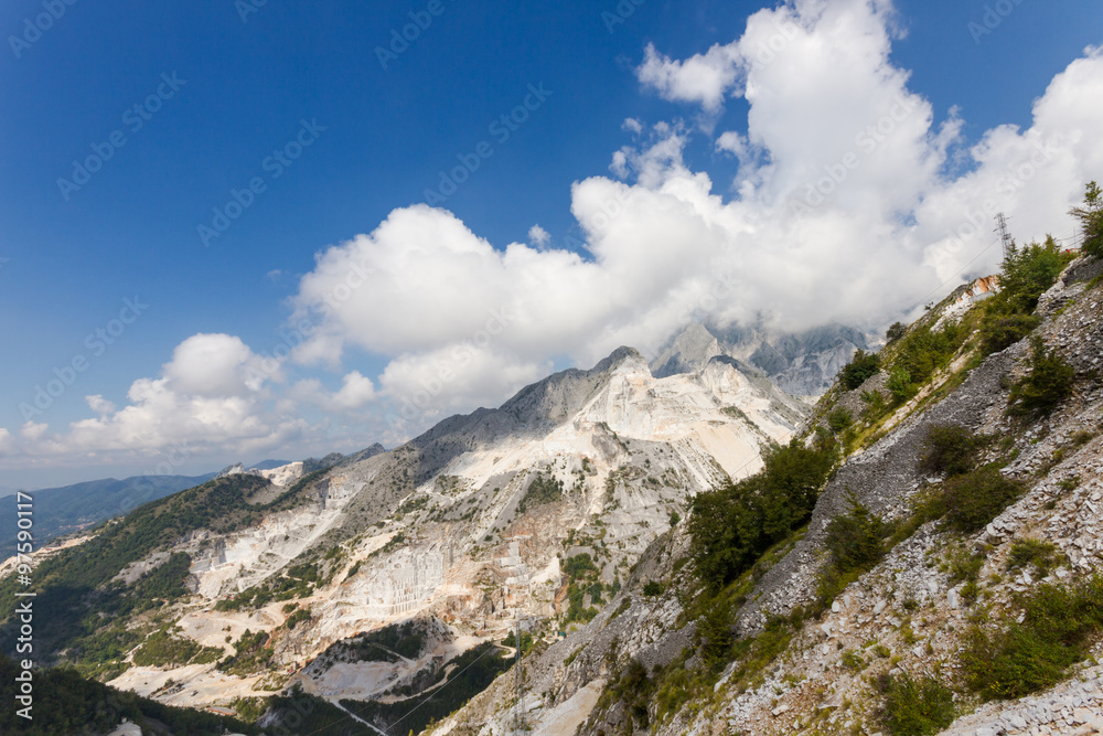 Landscape of Carrara's marble quarries mountains in Italy Landscape of Carrara's marble quarries mountains in Italy