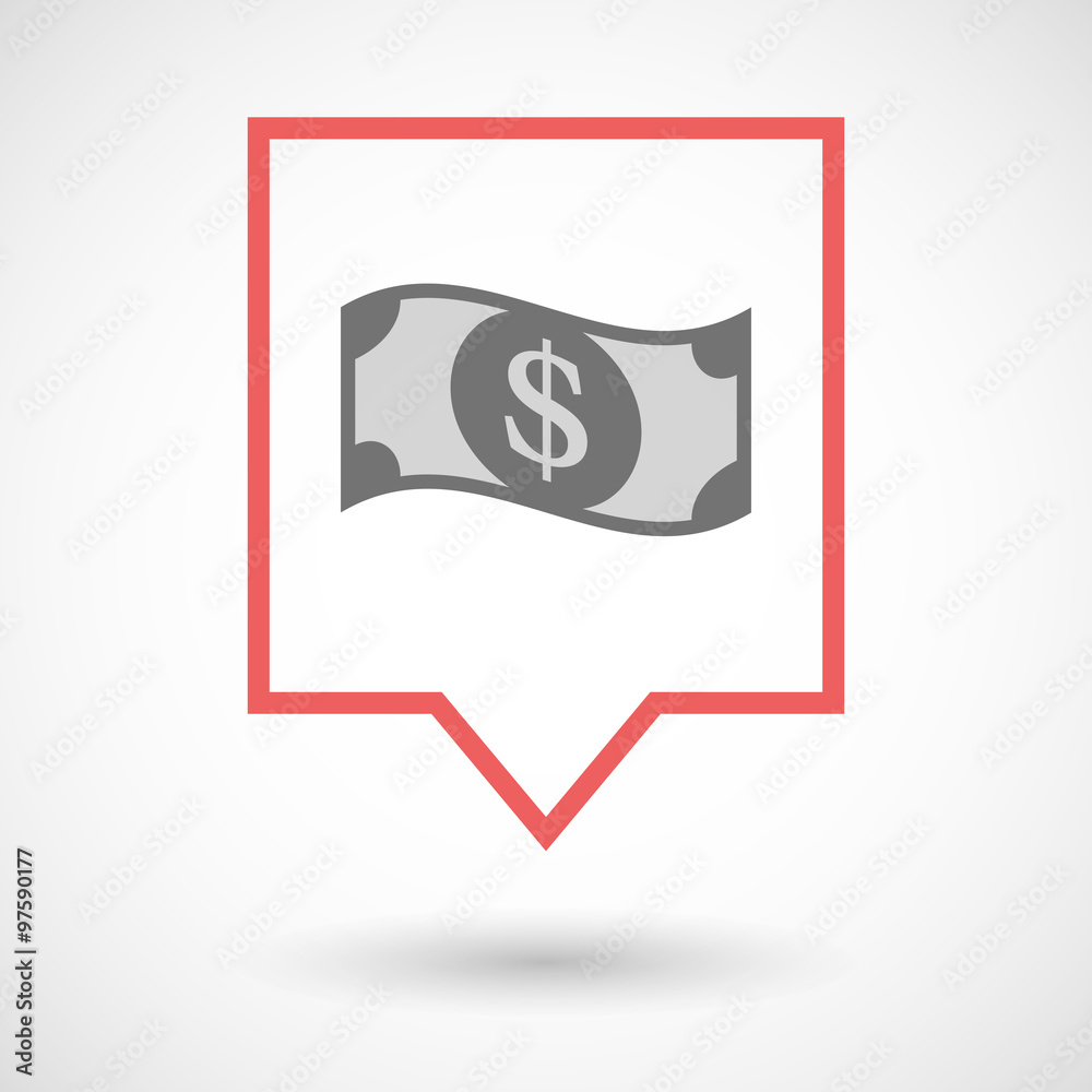 Fototapeta premium Isolated tooltip line art icon with a dollar bank note