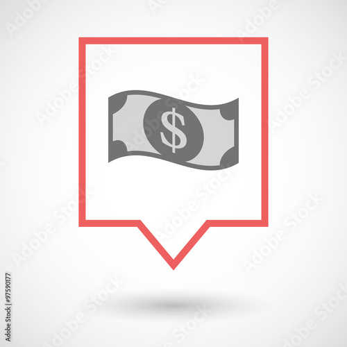 Isolated tooltip line art icon with a dollar bank note