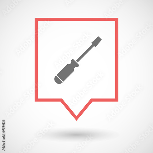 Isolated tooltip line art icon with a screwdriver