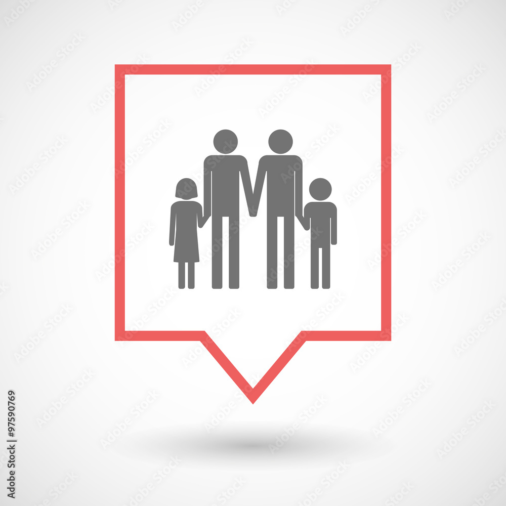 Isolated tooltip line art icon with a gay parents  family pictog