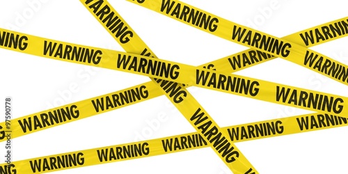 Yellow WARNING Barrier Tape Background Isolated on White