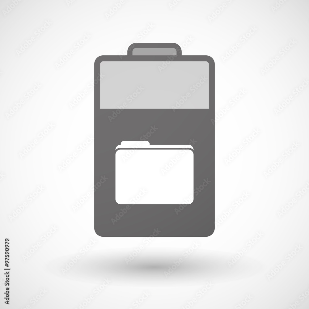 Isolated battery icon with a folder Isolated battery icon with a folder