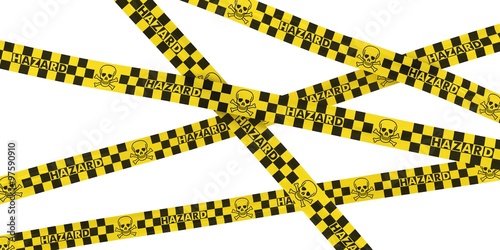 Danger of Death Skull Symbol Checkered Hazard Tape Background