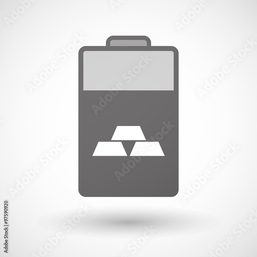 Isolated battery icon with three gold bullions