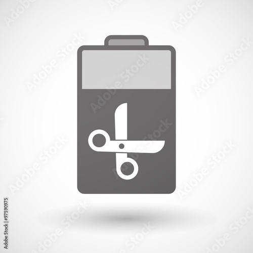 Isolated battery icon with a scissors