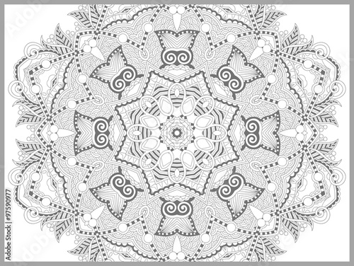 unique coloring book page for adults - flower paisley design