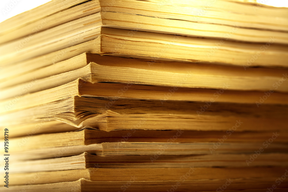 Stack of old magazines as background Stack of old magazines as background