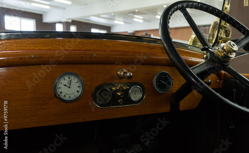 The front panel of the retro car