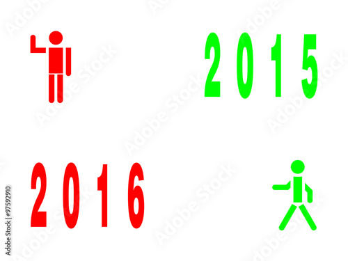 New Year illustration/illustration in red and green colors with numbers of the years