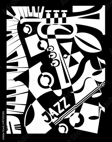 Vector illustration for design banner jazz music festival in retro geometric abstraction style