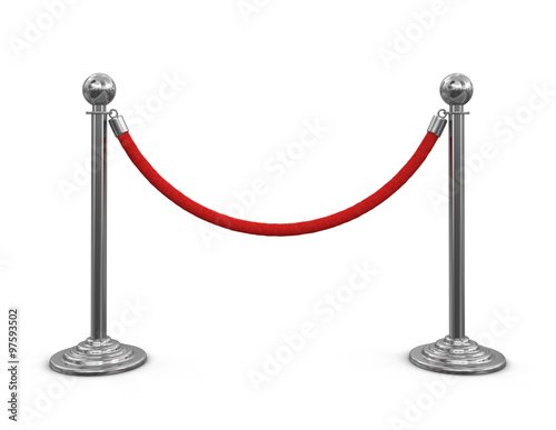 Chrome Stanchions with rope. Image with clipping path photo