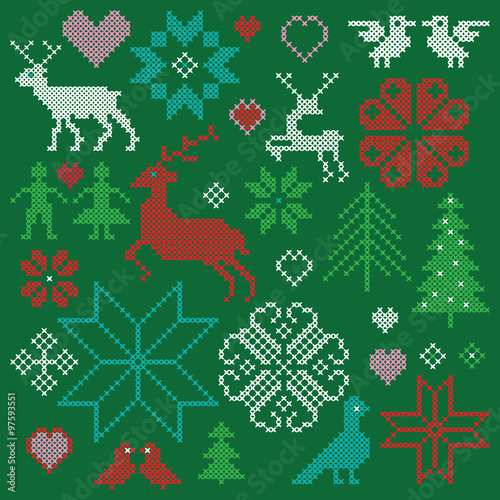 Fotografie embroidered nordic motifs