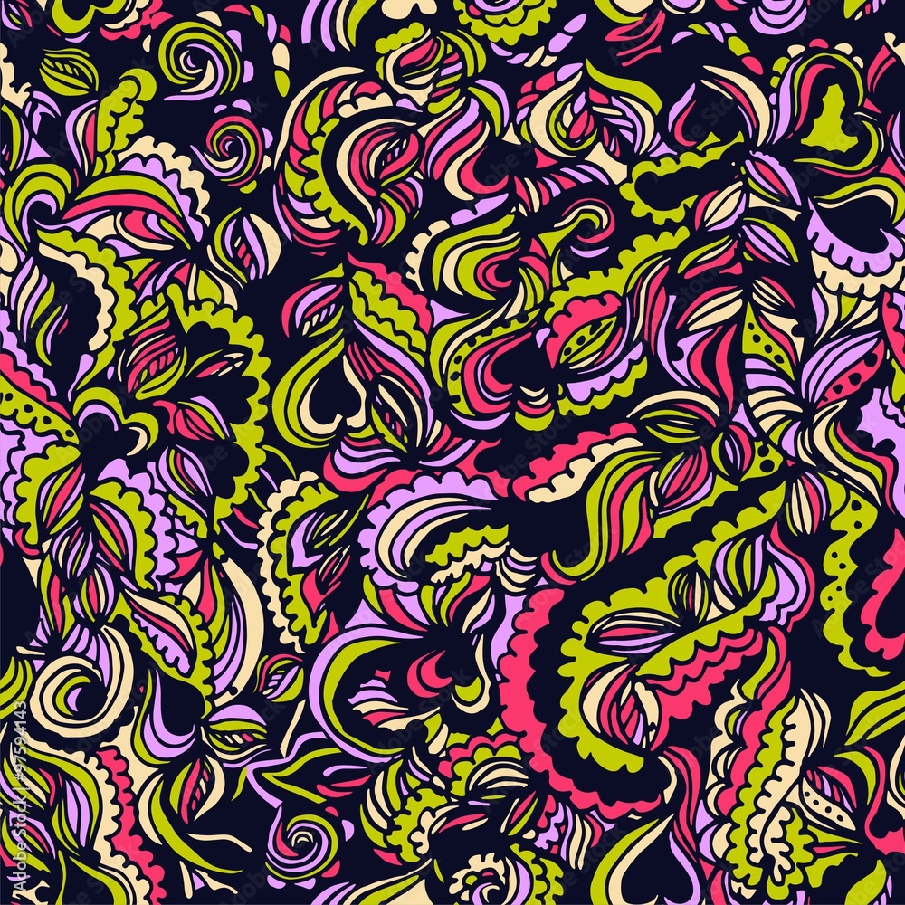 seamless colorful hand-drawn pattern consists of doodles. Vector illustration.