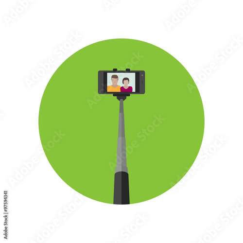 Selfie icon with monopod .