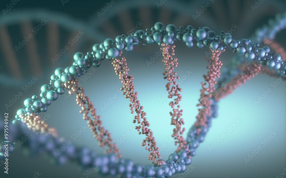 DNA helix in a futuristic concept of the evolution of science and medicine. DNA helix in a futuristic concept of the evolution of science and medicine.