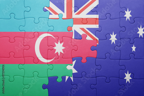 puzzle with the national flag of azerbaijan and australia