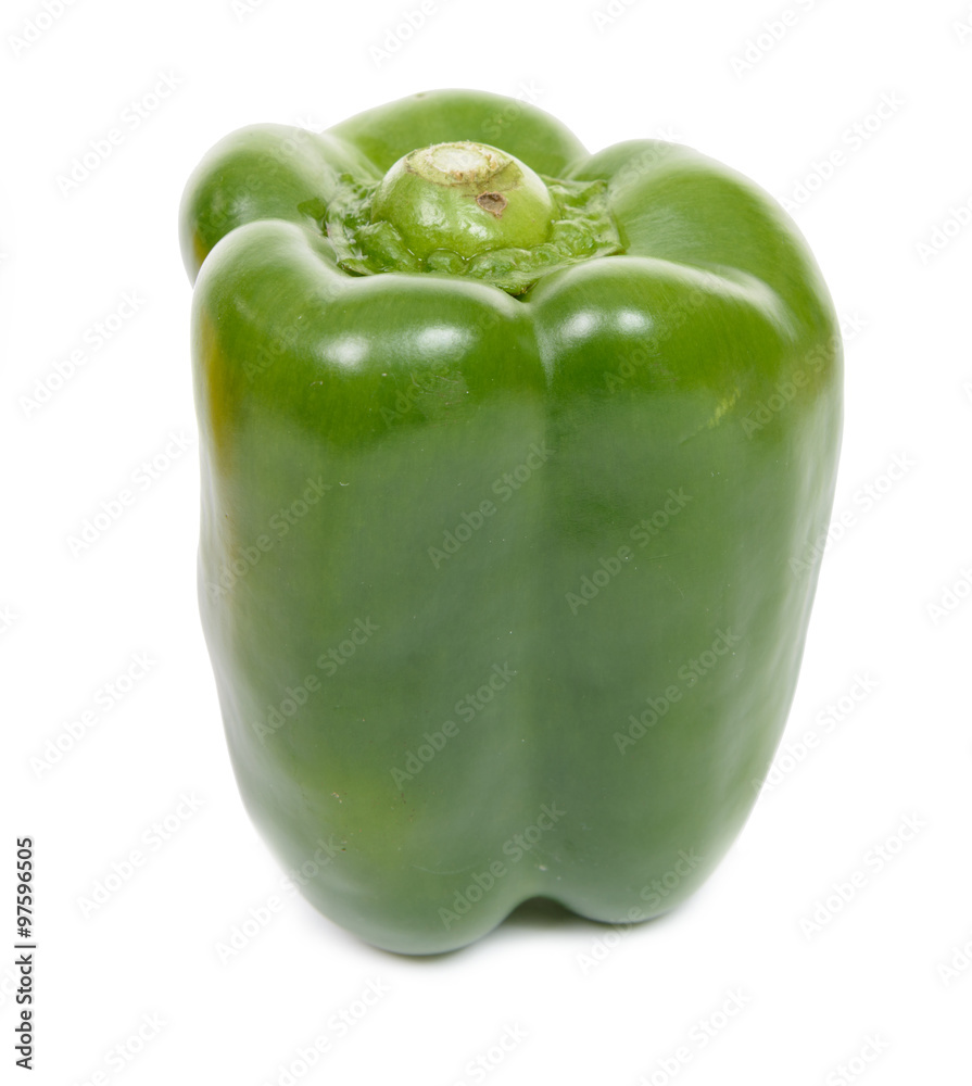 green pepper close up on white background green pepper close up on white background