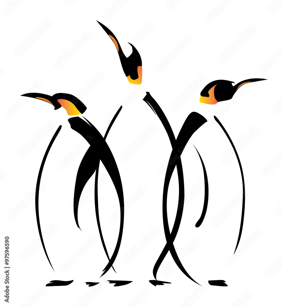Fototapeta premium Penguins closely snuggled up to each other