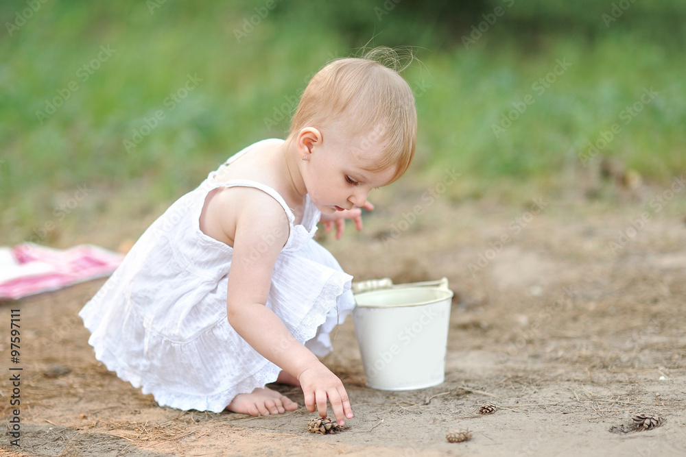 portrait of little girl outdoors in summer portrait of little girl outdoors in summer
