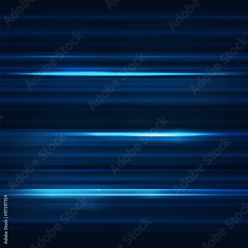 Abstract background. Motion blue horizontal lines. Vector techno