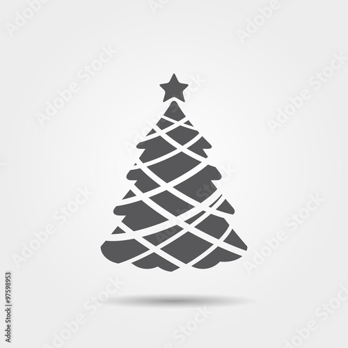 Christmas tree grey icon