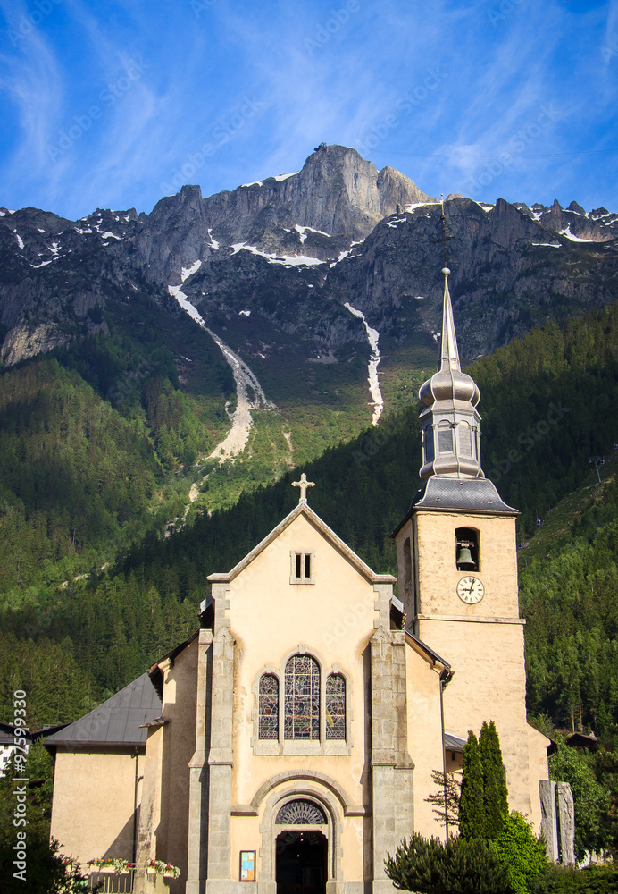 Church in Chamonix town, France