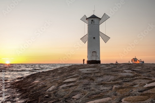 Wallpaper Mural Lighthouse windmill Stawa Mlyny, Swinoujscie, Baltic Sea, Poland. Torontodigital.ca