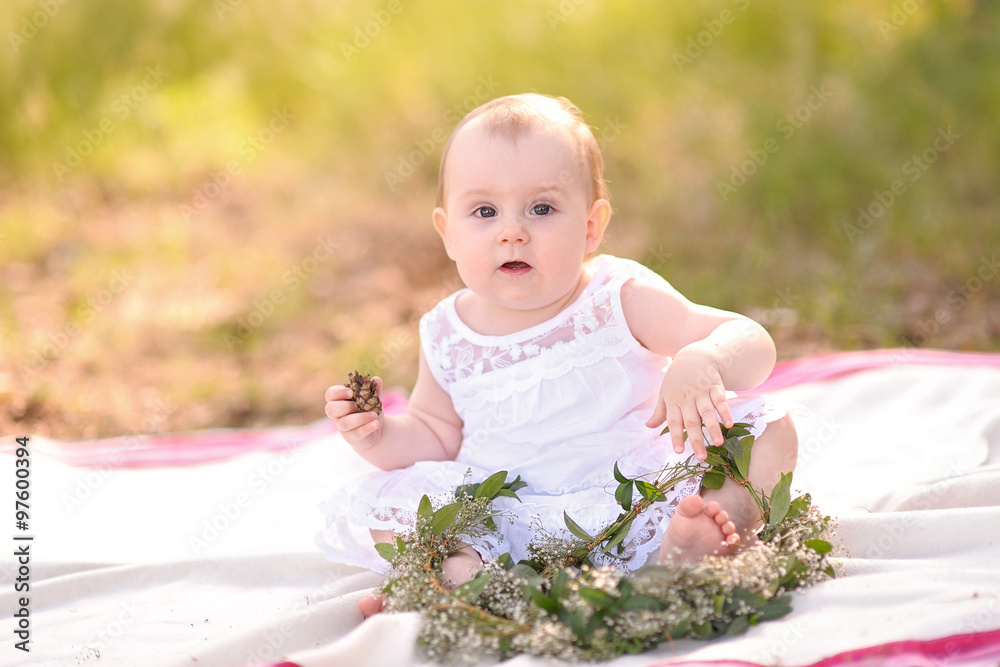 portrait of little girl outdoors in summer portrait of little girl outdoors in summer
