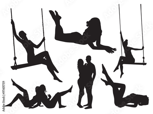 Set of girl silhouettes