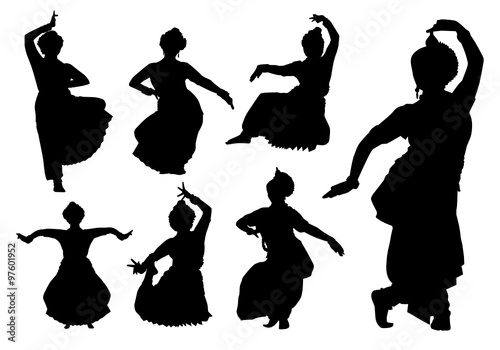 Indian dancers silhouettes