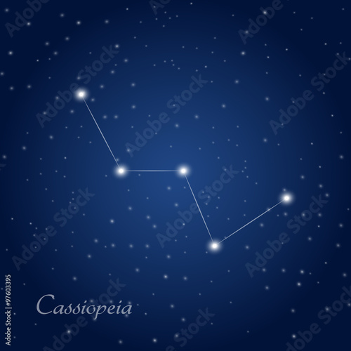 Cassiopeia constellation at starry night sky 