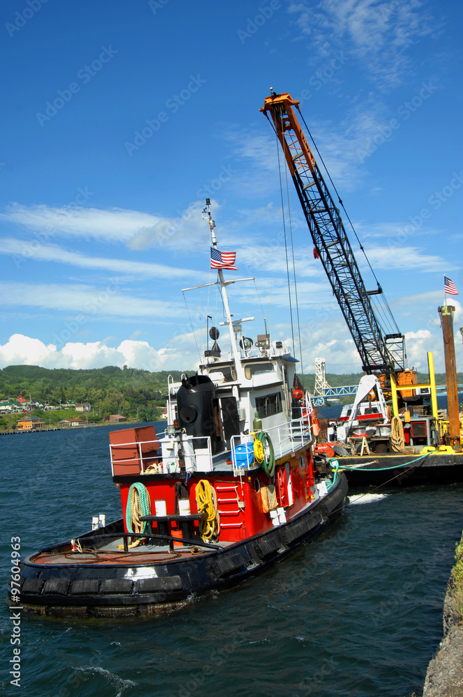 Naklejka premium Army Corps of Engineers Tug Boat