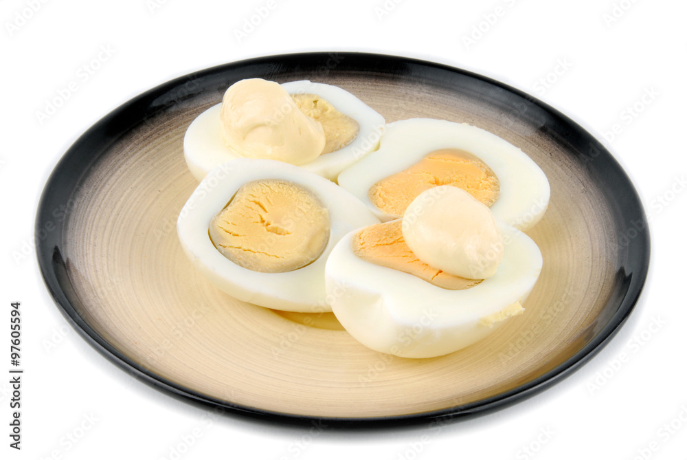 eggs on plate isolated on white eggs on plate isolated on white
