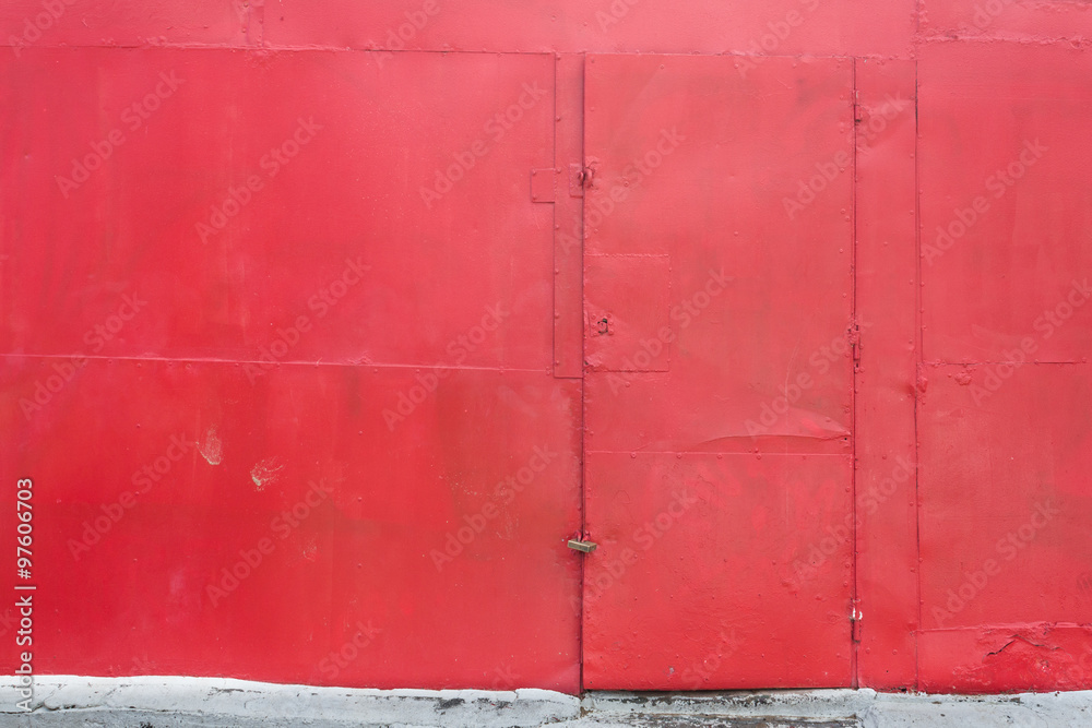 red wall background, red door copy space