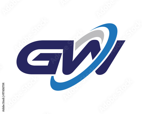 GW Letter Swoosh Wave Logo