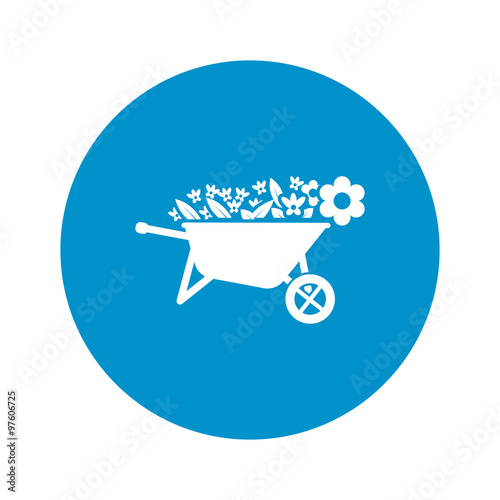  wheelbarrow icon on white background