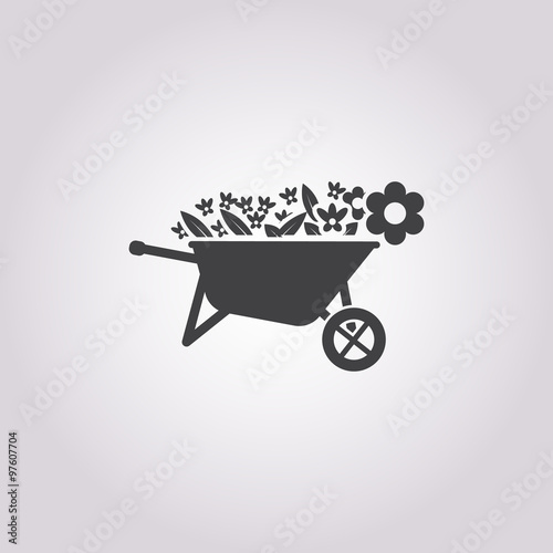  wheelbarrow icon on white background