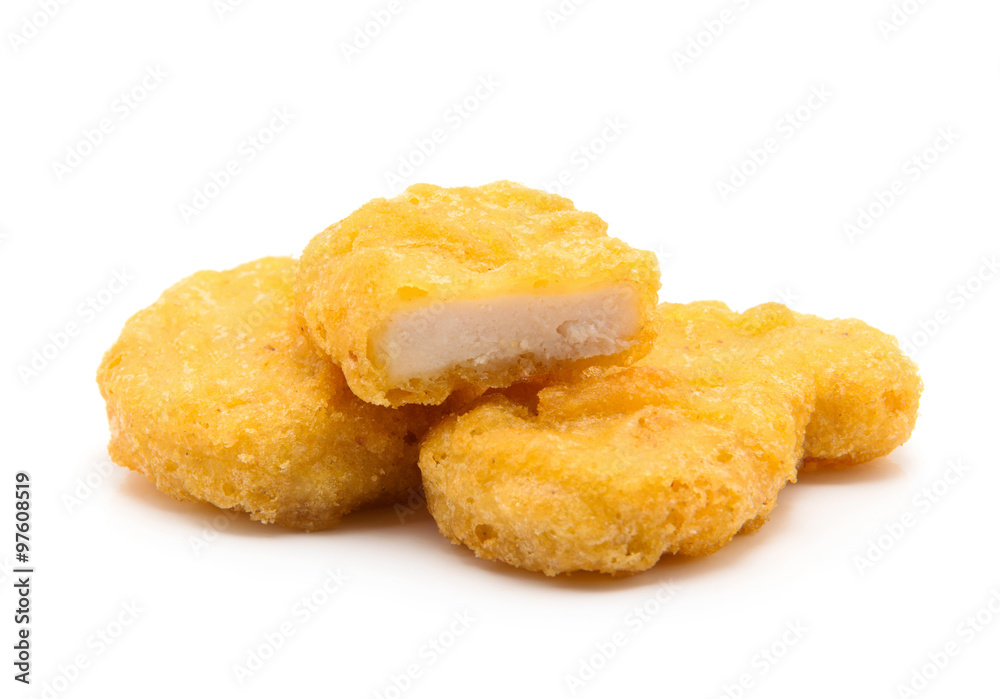 Fried chicken nuggets isolated on white Fried chicken nuggets isolated on white