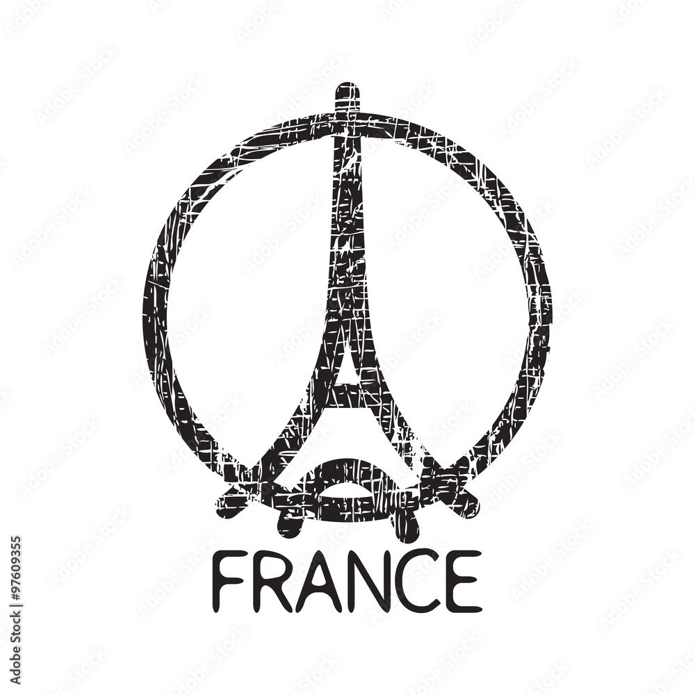 Eiffel tower in Paris. Isolated on white background with text. Vector EPS10 Eiffel tower in Paris. Isolated on white background with text. Vector EPS10
