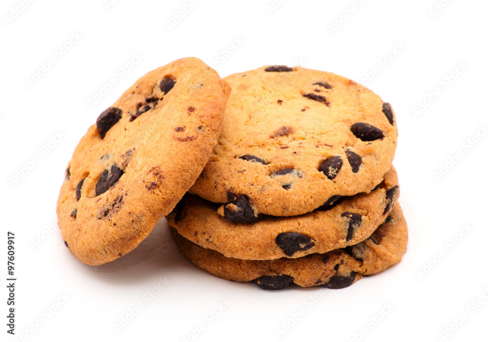 Chocolate chip cookie on white Chocolate chip cookie on white
