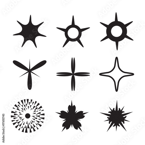 Sparkles black symbols set  sparkle and starburst symbols collection. Stars. Vector illustration.