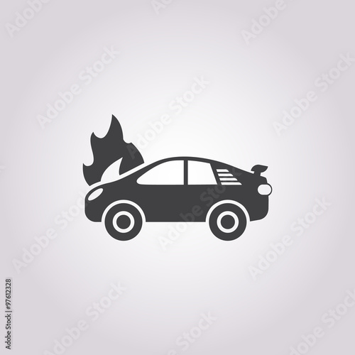 car fire icon on white background