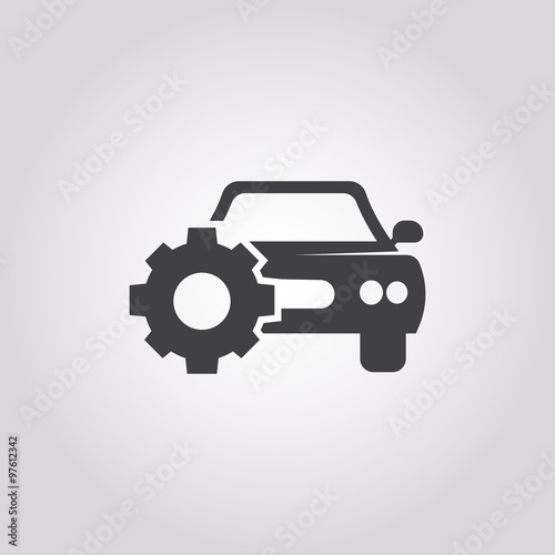 car with cogwheel icon on white background