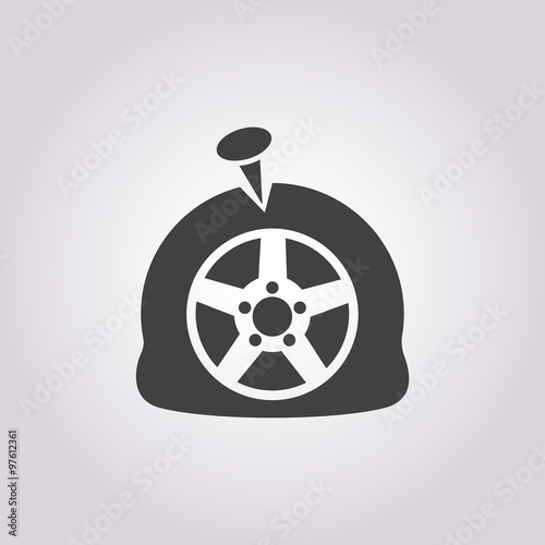 puncture wheel icon on white background